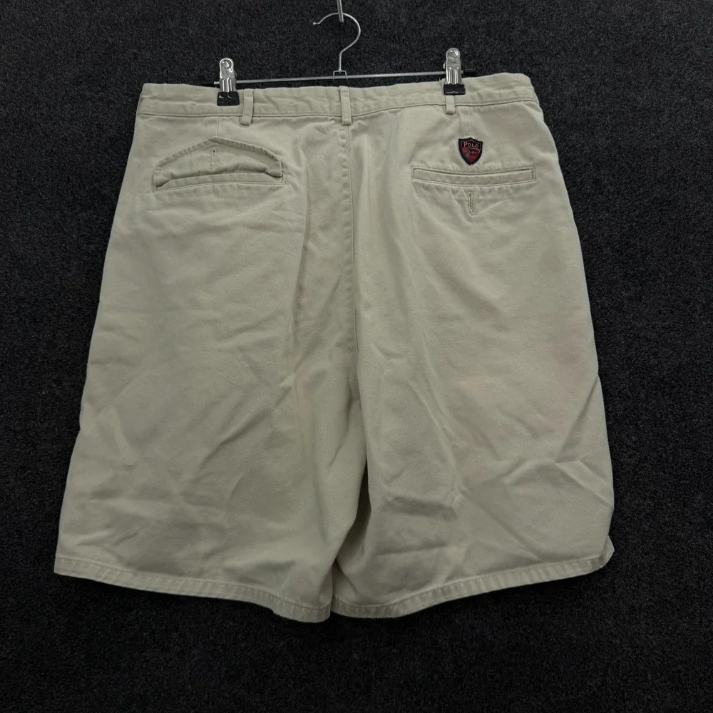 Vintage Polo Ralph Lauren Andrew Shorts Mens 33 Khaki Pleated 90s Made in USA